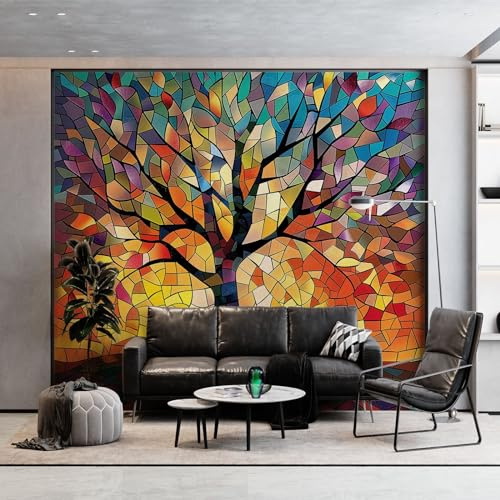 Generic Papier Peint Coloré Panoramique 3D Arbre De Vie En Couleur Artistique, Salon, Chambre À Coucher, Maison, Décoration Intérieure 200 x 140 cm (WxH)