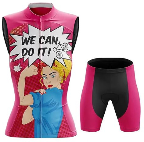 Conjunto Ciclismo Mujer Verano Maillot Bici MTB Sin Mangas Ropa Ciclista,Traje Bicicleta Chaleco Ciclo y Culotte Shorts con 19D Gel Acolchado,Completa de Jerseys Transpirable Secado Rápido(5,M)