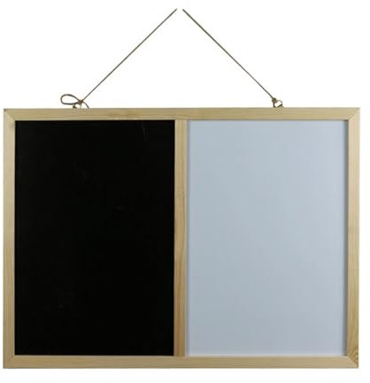 DLAZUM Bacheca combinata - Lavagna Bianca e Lavagna Nera, Cornice in Legno, appesa orizzontalmente o verticalmente per promemoria di messaggi Domestici, Decorazione da Parete (45x58 cm)
