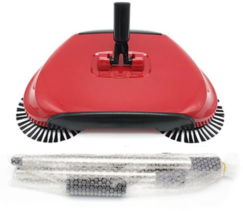 Sweeper Broom,Carpet Sweeper 360° Rotation Manual Floor Sweeper with PET Broom Brush Robust Lightweight Hand Sweeper for Home Office Low Carpets Rugs Undercoat Carpets, Red