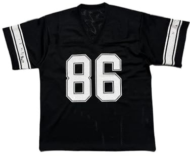 FeMereina Women's Jersey Shirts for Women Graphic Number Shirt Soccer Jersey Summer Oversized T Shirts Tops (Black, M)