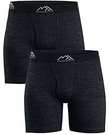 Merino.tech 100% Merino Wool Underwear Men - Mens Boxer Shorts 1-2 pack | Breathable Merino Wool Thermal Underwear, Naturally Odor-Resistant, Moisture-Wicking, for Everyday, Hiking, Sports