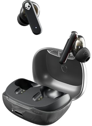 Skullcandy Smokin' Buds trådlösa öronsnäckor, Bluetooth-hörlurar, ljudisolerande passform, upp till 20 timmars batteri, IPX4 svett- och vattentålig, mikrofon för iPhone Android – midnattsrök | In-Ear Fit, Bluetooth, 20 timmars batteri, IPX4 svett- och vattentålig, mikrofon för iPhone Android, pendling, studier