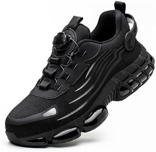 Ximlc Prestivos Shoes, Prestivos Steel Toe Shoes Sneakers, 2025 New Air Cushion Construction Industrial Safety Work Shoes for Men(Black,44)