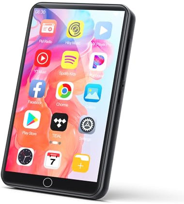 Lecteur MP3 80GB avec Bluetooth WiFi, Lecteur MP3 Enfant à écran Tactile de 4 Pouces, Lecteur de Musique HiFi en Streaming avec Deezer, Amazon Music, Radio FM, Vidéo, E-Book (Noir)