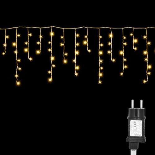 AGOTD - Guirnalda luminosa helada para exterior, 200 LED iluminación de Navidad exterior con temporizador, 8 modos, función de memoria para Navidad, habitación, fiesta, boda, balcón, jardín (Blanco