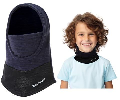 BWBIKE Kids Balaclava 6-13 Ans - Masque de Ski Polaire Chaud et Coupe-Vent pour Le Cyclisme, Le Ski et Les Sports de Plein Air, sous Le Casque Couvre-Visage pour Garçons et Filles