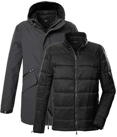 killtec Uomo Parka funzionale 3 in 1 con cappuccio e giacca trapuntata con cerniera KOW 94 MN PRK, dunkel stahl, S, 43332-000
