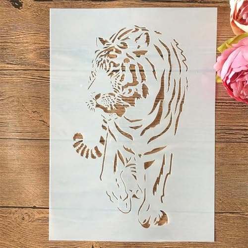 TIAMECH A4 Reusable Awesome Tiger Stencil for Painting