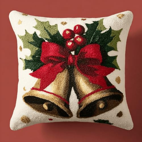 Taxpy Knüpfteppich zum Selber Knüpfen Weihnachten Knüpfkissen Set Erwachsene Kinder DIY 43x43cm -14