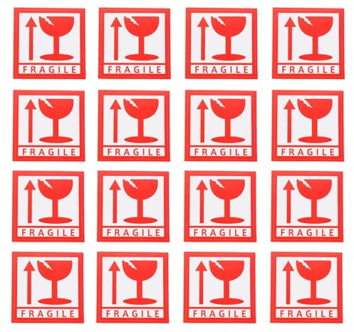 VALICLUD Lot de 1000 Autocollants «fragile» 5,5 X 5,5 Cm, Étiquettes Adhésives D’avertissement pour Emballage et Expédition, Autocollants D’expédition Résistants pour Cartons et