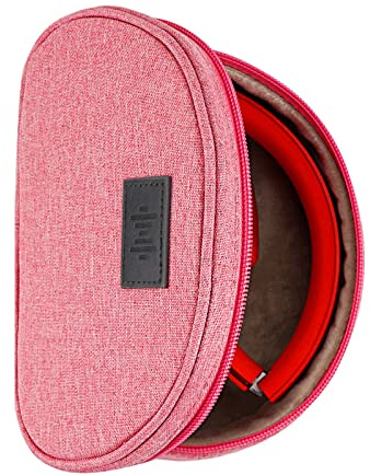 Geekria NOVA Headphone Pouch Compatible with Beats Studio Pro/3, Solo 4/3/Pro, Replacement Protective Travel Carrying Bag with Cable Storage (Pink)