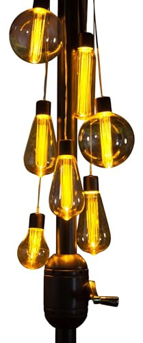 Noma 7 Sonnenschirm-Cluster-Lichter mit warmweißen LEDs, batteriebetrieben