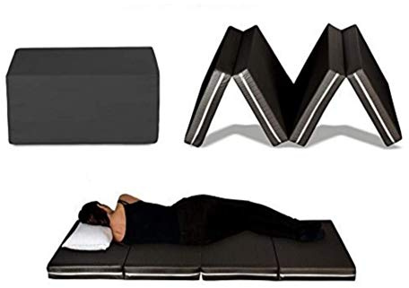 EVERGREENWEB - Futon-lit, Matelas Gain de Place Simple 80x190-10 cm de Haut, Pliable en 4 pièces et Transformable en Pouf, Couverture, déhoussable, adapté à Tous Les sommiers, modèle Galaxy, Noir