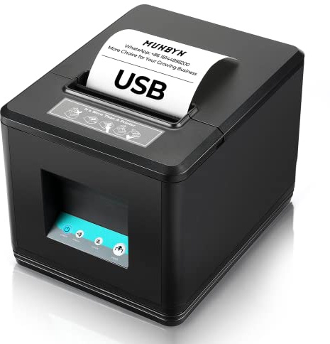MUNBYN 80mm USB Thermal Receipt Printer, POS Printer with Auto Cutter ESC/POS Command Support Windows Mac, Do Not Support Square (Only USB Interface)