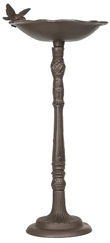 Moritz Fågeldryck gjutjärn 54 cm hög brun massiv vildfågeldryck för trädgård fågelbad med ställ antik design