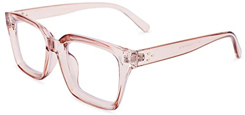 COASION Classic Ladies Eyeglasses Clear Lens Thick Square Frame Oprah Glasses for Women Transparent Pink