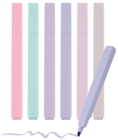 Vicloon Textmarker, 6 Farben Textmarker Set, Textmarker Pastell, Sanfte Farben Schützen die Augen, Markieren und Hervorheben,für Schulen, Büros, Studenten