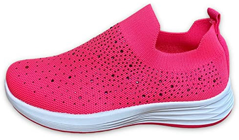 Pogolino Damen Sneakers Glitzer Slip On Sportschuhe Laufschuhe Freizeitschuhe (Pink 39)