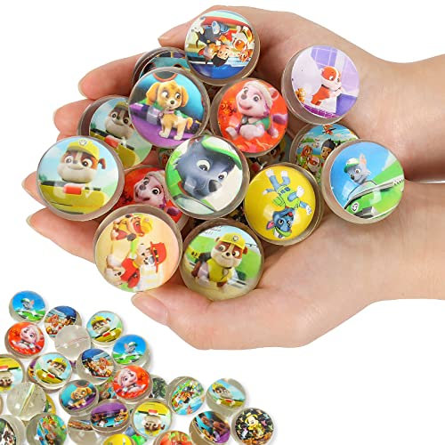 GUBOOM 24 Stück Flummies für Kinder, Mitgebsel Kindergeburstag, Gastgeschenke, Flummis Kindergeburtstag 32mm Zufälliges Muster