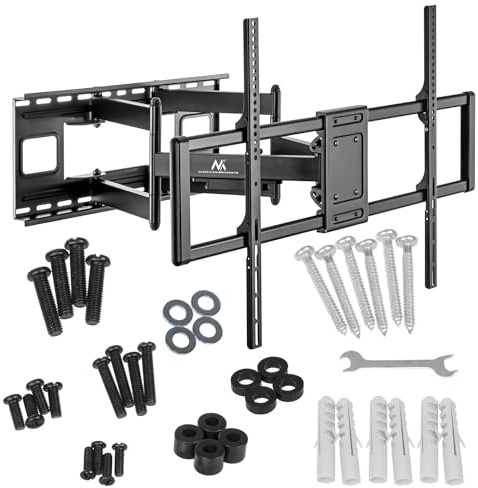 Maclean MC-482 TV Wandhalterung für 60-120 Flach & Curved Fernseher bis zu 120kg Max. VESA 900x600 Schwenkbar, Neigbar und Drehbar, Universal TV Halterung