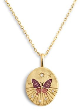 SINGULARU Collar Mujer Medallion Butterfly Rose Baño Oro