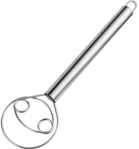 HOTUT Dänischer Teigbesen, Teigbesen Teigmischer Edelstahl,Dänisch Schneebesen,Küchenzubehör für Brot, Teig, Kuchen, Gebäck und mehr