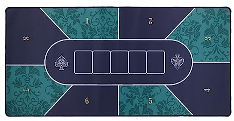 Ranuw 100 x 50 cm - Tapis professionnel pour 6 joueurs - Support portable en caoutchouc - Plateau de table - Disposition pour cartes à jouer - Tapis professionnel en caoutchouc pliable