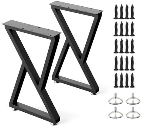 Gumcoly 2 Stück Tischbein Metall Möbelfüße für Sitzbank, Industrial Tischgestell Tischkufen Robust, H40cm x W30cm, Schwarz, für DIY-Couchtisch, Esstisch, Schreibtisch oder Stühle