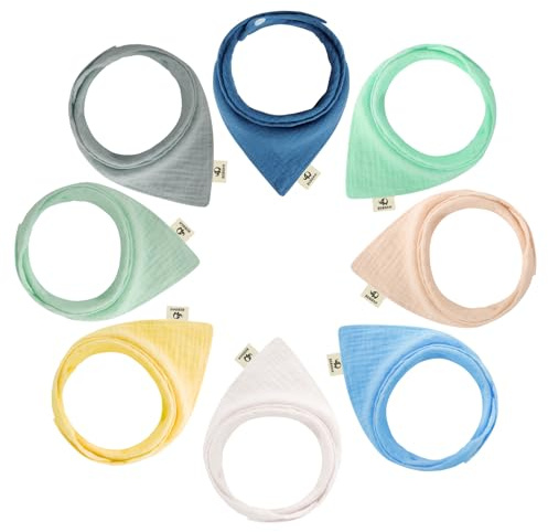 BEBOAN 8 pañuelos de muselina para bebé a partir de 1,2,3 años, paquete de ochos, pañuelo triangular para bebé, niño y niña, color puro, baberos para bebés (niño)