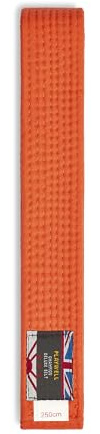 Playwell kampsport bomull enfärgat graderingsbälte – (Karate, Judo Taekwondo), Orange, 250cm
