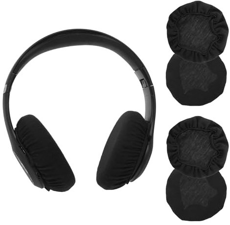 JJUNW 2 pares de fundas para auriculares, orejeras a prueba de sudor, protectores de orejeras de repuesto, protectores de orejas negras para gimnasio, entrenamiento, carreras, juegos, diámetro de 6 a
