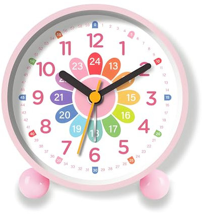 Sunshine smile Despertador Infantil, Réveil Enfant Educatif Jour/Nuit, Machine Sonore, Réveil d'apprentissage,Despertador para niños, analógico sin tictac,Reloj de Aprendizaje