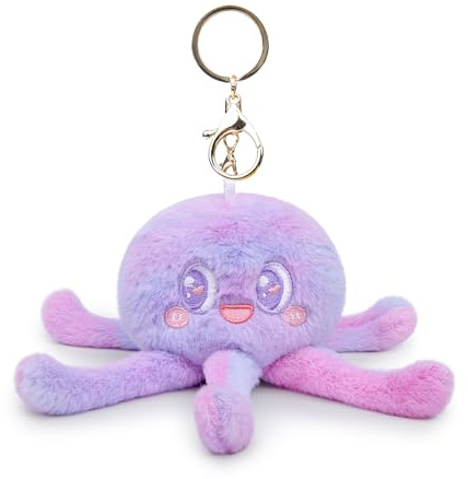 RLOMUTE Keychain Jellyfish Plush Toy Bag Pendant Funny Super Soft Cute Baby Cuddly for Birthday Party Companions Car Home Decor Collectible Gift for kids Boys Girls Christmas