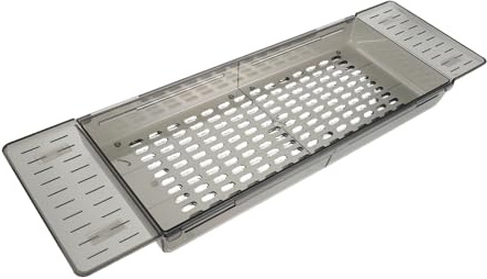 SOPOTUTU Extendible Bandeja para Bañera con Drenaje Organizador Estable para Accesorios de Baño Soporte Lateral Ajustable para Vino Tableta y Experiencia de SPA Relajante