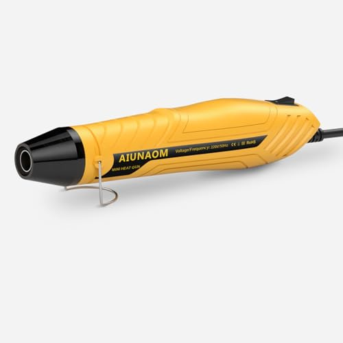 AIUNAOM Mini Heat Gun 450W, Multi-Use Hot Air Gun Tool for Resin, Candle Making, Shrink Wrap, Crafts, 2-Temp Settings with Nozzles