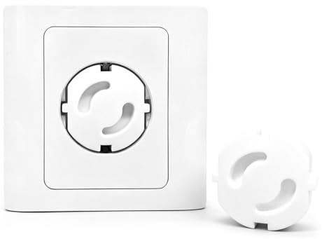 25 Piezas Protector de Enchufes para Bebés, Cubre Enchufe Blanco Tipo F, Tapa Enchufes Sin Pegar, Protección Contra Descargas Eléctricas, con Mecanismo de Giro para Bebés y Niños