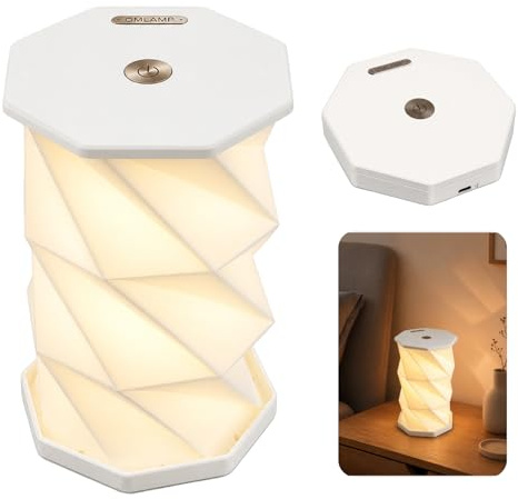 Joyan Lámparas de Mesita de Noche Sin Cable Lamparita de Noche con Batería Recargable LED Nocturna Plegable ABS Lámpara Mesa Luz Ambiental para Dormitorio, Sala de Estar y Viajes