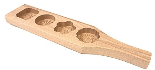 just4baby Kids DIY 4pcs Flower Round Square Wooden Wood Mould Moon Cake Bake Baking Kitchen Craft Tool