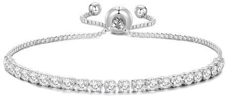 Philip Jones Silver Plated Solitaire Friendship Bracelet Created with Zircondia® Crystals