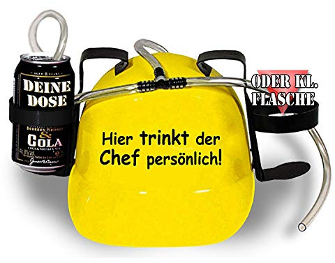 Casco de Beber Spaßhelm con Estampado - Aquí Trinkt Der Chef Personal - 51660 - amarillo