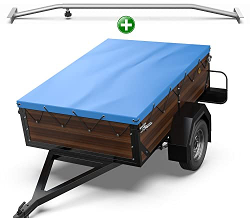 Tarpofix® Anhängerplane 170 x 110 cm + 1x Planenbügel | Anhänger Plane Flachplane aus PVC PLANENMATERIAL | Verstärkte HP DDR Anhänger Plane für Diverse PKW Hänger | Abdeckplane + Flachplanenbügel