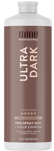 Minetan Ultra Dark abbronzatura professionale spray - marrone estremamente scuro, finitura della pelle lucida, 1l