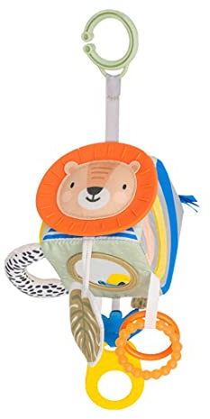 Taf Toys Savannah Discovery Cube Sensory Baby Hanging Toy. Includes Teether, Baby Safe Mirror, Padded Handle, Chime Bell. Clips on Cot, Pram or Car Seat. Suitable for Boys & Girls 0 month +