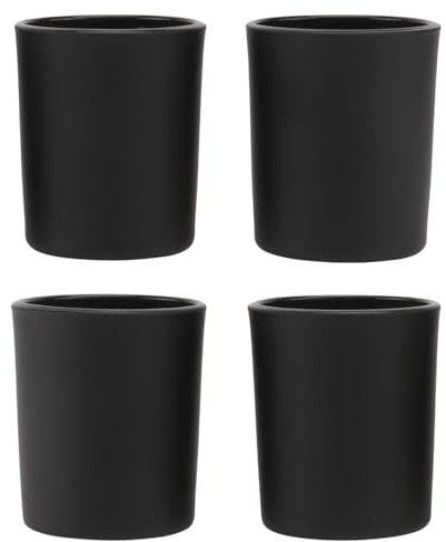 Healifty Matte Black Candle Holders, Set of 4 2-Inch Votive Glass Vessels for Table Centerpiece, Frosted Tealight Cups for Valentine’s Day and Modern Wedding Decor