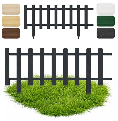 Floranica Garden Border Fence Picket Fence Decorative Fence 20 cm x 100 cm Anthracite Wooden Garden Fence Decorative Fence Slatted Fence Lawn Edge Impregnated Enclosure for Paths