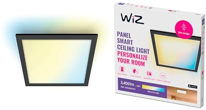 WiZ - Svart Takpanel Tunable White: Smart WiFi-belysning, Fyrkantig takplafond, Large/Stor, 36W, 2700-6500 kelvin, kallvitt till varmvitt, röststyrning med Google Assistant, Siri och Amazon Alexa