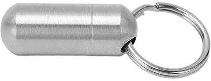 SPYMINNPOO Porte-clés Médicament Pilulier, Portable Médicament Bouteille en Acier Inoxydable Étanche Petite Capsule Cas Stockage Conteneur Camping De Montagne Protection D’Urgence