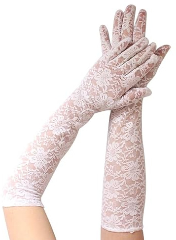 Guanti da donna in pizzo elasticizzato,maniche in pizzo floreale,guanti da sposa per la sposa,guanti in costume per la festa serale dell'opera in maschera