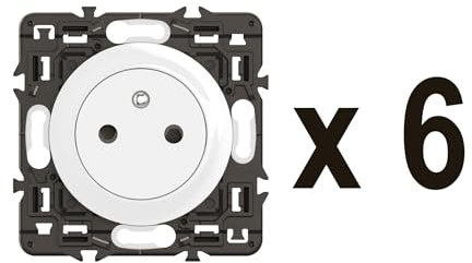 LEGRAND - Elektrische Wandsteckdose mit Erde Céliane Oberfläche – bündige Steckdose mit einziehbarem Sockel – Weiß – zur Ergänzung mit Abdeckplatten – 6 Stück